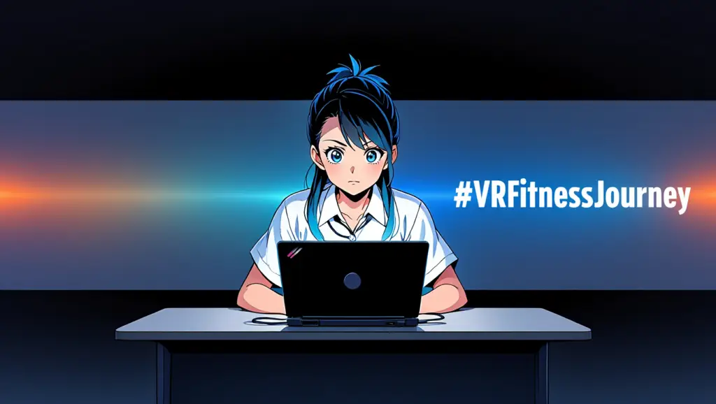 Anime-style VR fitness blog illustration
