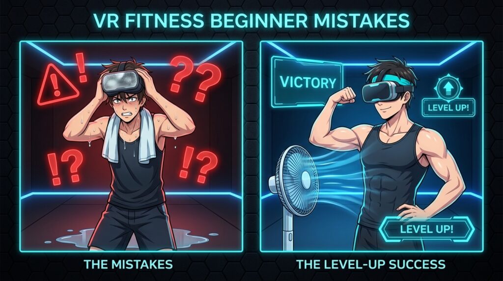 VR fitness beginner mistakes vs level up success comparison
